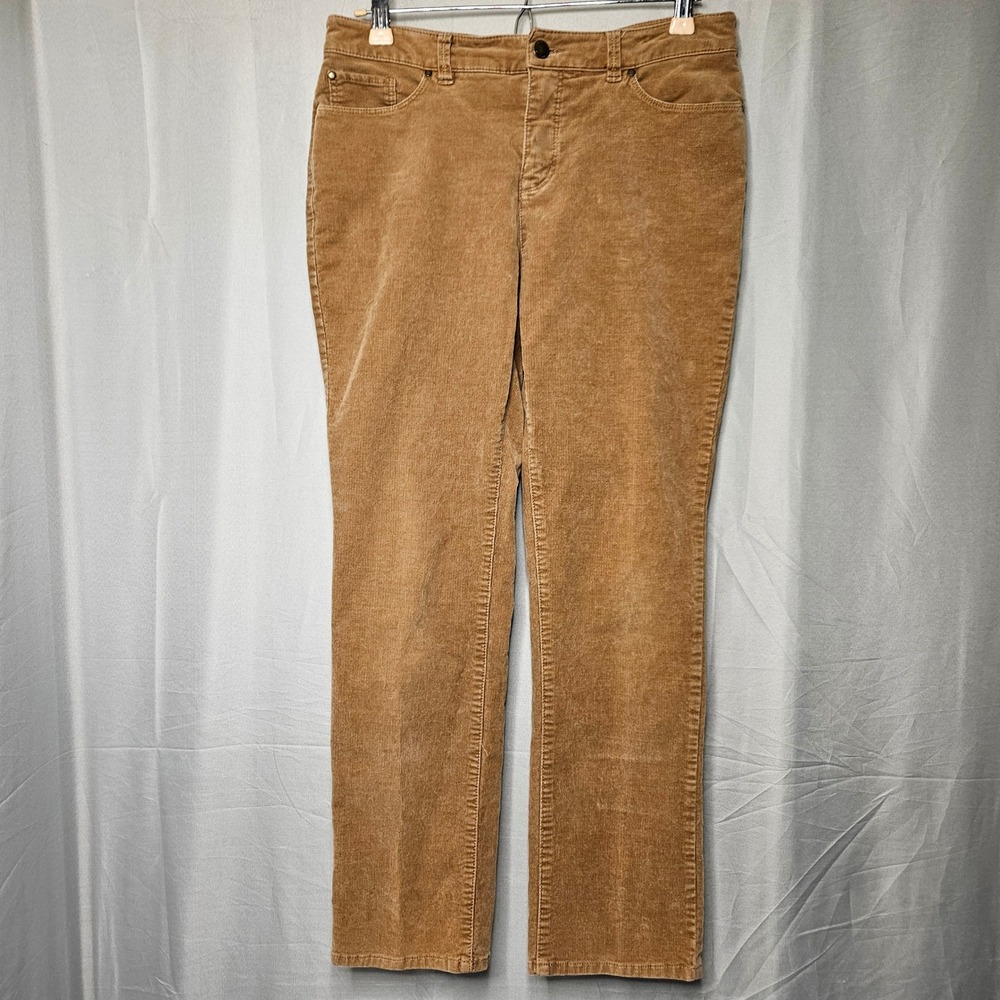 Charter Club Lexington Straight Pants Petite 8P Tan Corduroy Stretch Casual